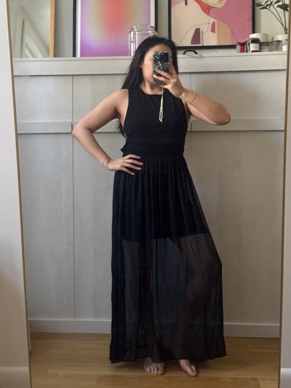 Alice & Olivia Air - Black Sheer Maxi Dress - Sleeveless Elegant Women’s Dress